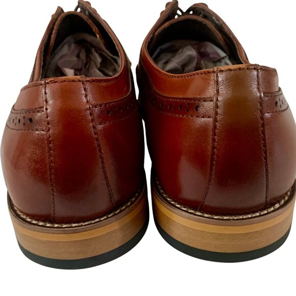 Stacy Adams Men’s Dickinson Oxford Dress Shoes 11 Cap Toe Leather Brogue Cognac - Picture 4 of 9